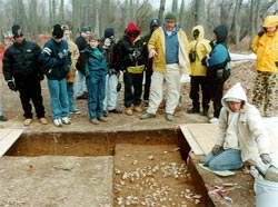 Workers at an archaeological dig